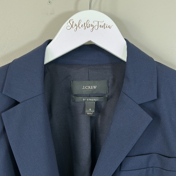 J Crew BI Sretch Blazer Italian Wool B3231 Tollegno 1900 Navy Blue Jacket Sz 6 - Picture 4 of 15